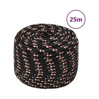 VidaXL Bootsseil Schwarz 14 Mm 25 M Polypropylen