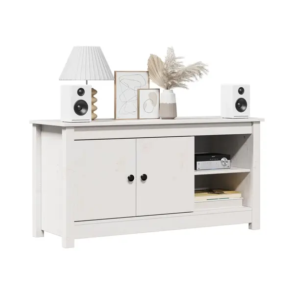 VidaXL Tv-Schrank Weiß 103x36, 5x52 Cm Massivholz Kiefer thumbnail