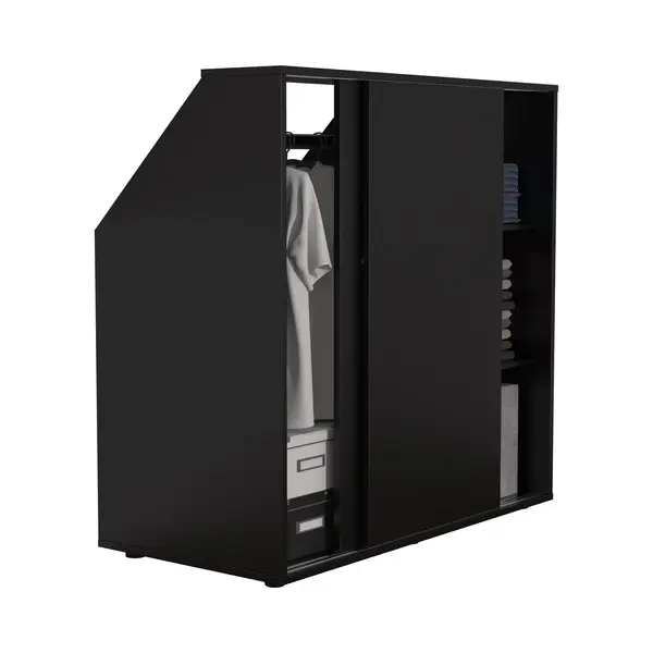 TheBestOf Furniture Kledingkast Schuine Wand Zolder Slaapkamer Schuifdeuren - Hanggedeelte En Legplanken - Opbergkast Geschikt Voor Schuine Wanden thumbnail