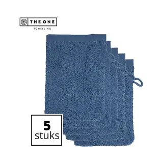 The One Towelling Washandjes - 16 X 21 Cm - 5 Stuks - Washanden - Voordeelverpakking - 100% Katoen - Denim