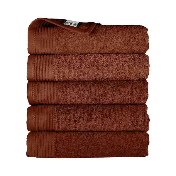 The One Towelling Classic Handdoeken - 50 X 100 Cm - 5 Stuks - Voordeelverpakking - Hotelkwaliteit - 100% Gekamd Katoen - Bruin thumbnail