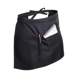 Basic Sloof Kort Met Zakken - Taille Schort - Polyester - Met Verstelbare Riem - Vrouwen - Mannen - Zwart