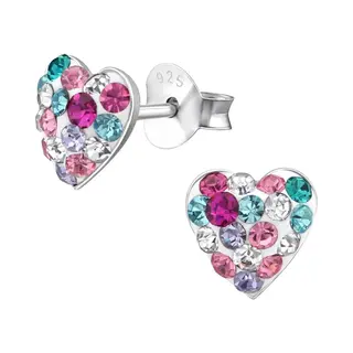WeLoveSilver - Zilveren Kinderoorbellen - Hartvorm Kristallen - 8 Mm