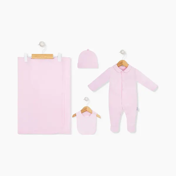 Newborn Baby Set 4 Delig Roze 0-3m thumbnail