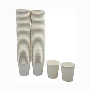 Wit - Kartonnen Bekers 200ml - Voordeelpak (100 Stuks) - Koffie Bekers - Wegwerp Papieren Bekers - Drank Bekers - Milieuvriendelijk