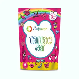 Craftiverse - Plaktattoo Set Meisjes - Voor Kinderen - 50 Vellen - Stimuleer Creativiteit