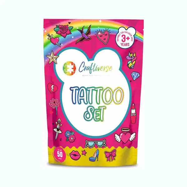 Craftiverse - Plaktattoo Set Meisjes - Voor Kinderen - 50 Vellen - Stimuleer Creativiteit thumbnail