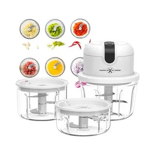 Keuken vriend Keukenvriend © - Hakmolen Set - 350 + 250 + 100ML - Hulpje In De Keuken - Hakmolen Elektrisch - Vaatwasbestendig - Usb Oplaadbaar - Mini Portable