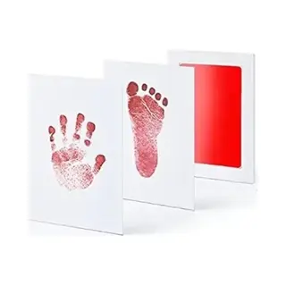 Jumada's Baby Voet- En Handafdruk Inktset - Baby Cadeau - Inclusief 2 Witte Kaartjes - Inktkleur Rood