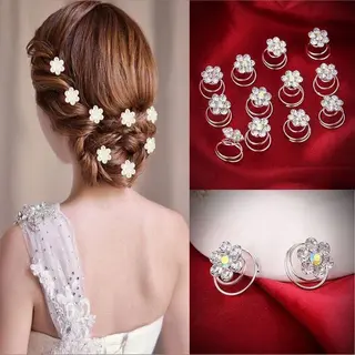 Jumada's - Haar Bloemetjes Kristallen - 6 Stuks Voor Gala & Bruiloft Haarmode, Haarclip, Haarschuifjes, Crystal Haarschuifje & Bruids Haar Styling