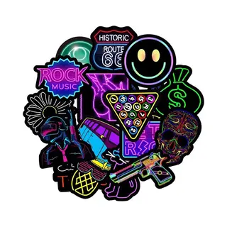Knaak Neon Light Stickers - Stoere Stickers - Laptop Stickers - 50 Stuks - Neon Thema
