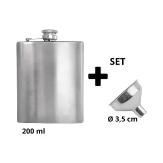 Knaak Set Rvs Heupfles + Trechter - Heupfles Met Schroefdop - Drinkfles - Zilver - 200 Ml
