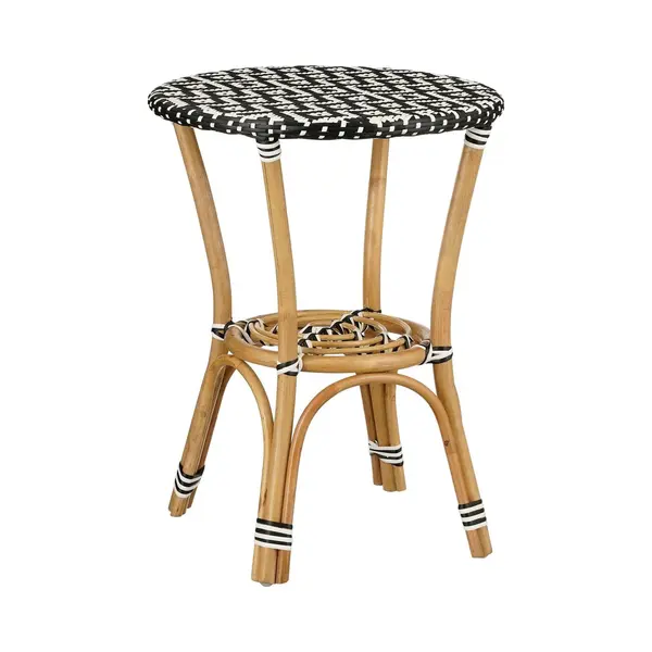 Mica Decorations Mandox - Bistrotafel - Rotan En Kunststof - H66 XØ50 Cm - Zwart Wit thumbnail