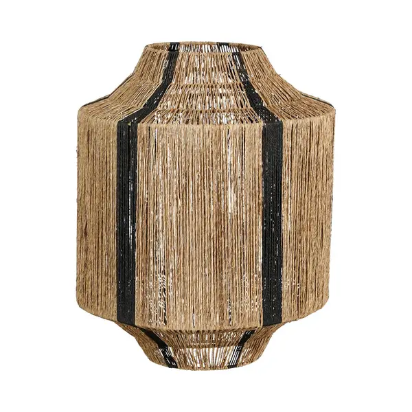 Mica Decorations Liliano Lantaarn - H51 XØ40 Cm - Jute Met Zwarte Strepen - Zwart thumbnail