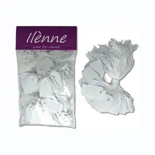 Ilenne Ilènne - Kleine Prijskaartjes Met Koord - 18x29 Mm - 200 Stuks - Wit - Prijslabels
