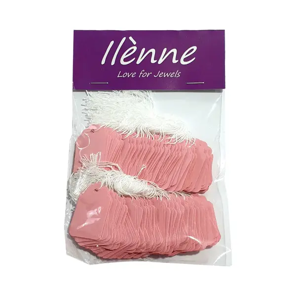 Ilenne Ilènne - Kleine Prijskaartjes Met Koord - 22x35 Mm - 200 Stuks - Roze - Prijslabels - Draadetiketten - Hangetiket Gekleurd thumbnail