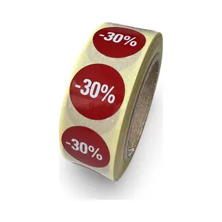 Practiquette Kortings Etiket Op Rol 30% - 500 Stuks - Rond 20mm
