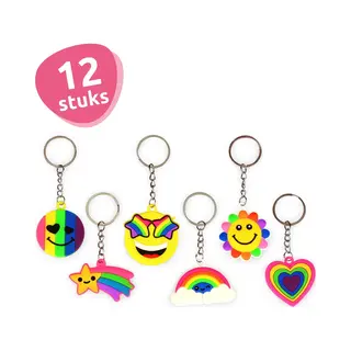 Isa's Friends® - Uitdeelcadeaus Sleutelhangers Rainbow - 12 Stuks - Traktatie - Uitdeelcadeautjes Voor Kinderen