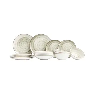 Cosy&Trendy Cosy & Trendy Serviesset Sintra Ivy Green 16-delig - Servies Set 4 Personen - Modern Design Aardewerk - Vaatwasser- & Magnetronbestendig
