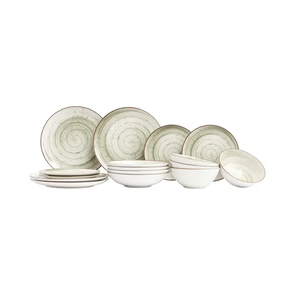 Cosy&Trendy Cosy & Trendy Serviesset Sintra Ivy Green 16-delig - Servies Set 4 Personen - Modern Design Aardewerk - Vaatwasser- & Magnetronbestendig thumbnail