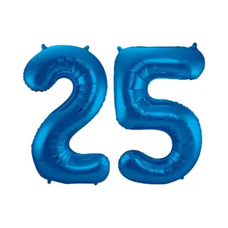 Q2P Cijfer Ballonnen Ballon Cijfer 25 Verjaardag Versiering Feest Helium Ballonnen Cijferballon Folieballon Blauw Xl Formaat