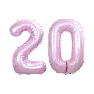 Q2P Ballon Cijfer 20 Jaar Roze Verjaardag Versiering Cijfer Helium Ballonnen Roze Feest Versiering 36 Cm Met Rietje