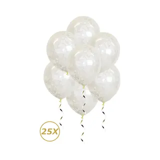 Q2P Witte Helium Ballonnen Confetti Verjaardag Versiering Feest Versiering Bruiloft Ballon Wit Papier Decoratie - 25 Stuks