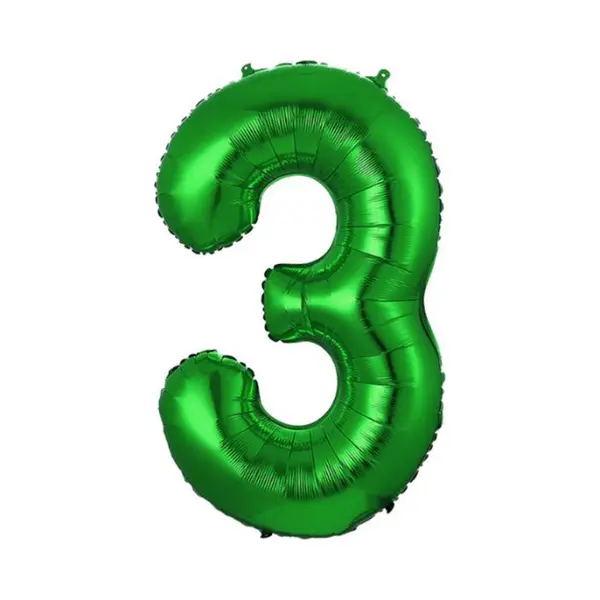 Q2P Ballon Cijfer 3 Jaar Groen Helium Ballonnen Verjaardag Versiering Cijfer Ballonnen Feest Versiering Met Rietje - 86Cm thumbnail