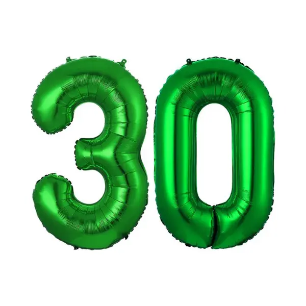 Q2P Ballon Cijfer 30 Jaar Groen Helium Ballonnen Verjaardag Versiering Cijfer Ballonnen Feest Versiering Met Rietje - 86Cm thumbnail