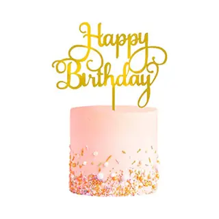 Q2P Happy Birthday TaartTopper Goud TaartDecoratie Cake Topper Taart Topper Decoratie Verjaardag Versiering Goud – 1 Stuk