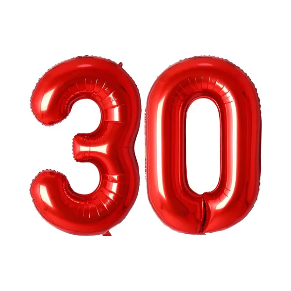 Q2P Ballon Cijfer 30 Jaar Rood Helium Ballonnen Verjaardag Versiering Cijfer Ballonnen Feest Versiering Met Rietje - 70Cm thumbnail