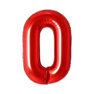 Q2P Ballon Cijfer 0 Jaar Rood Helium Ballonnen Verjaardag Versiering Cijfer Ballonnen Feest Versiering Met Rietje - 86Cm