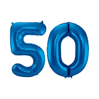 Q2P Ballon Cijfer 50 Jaar Blauw Helium Ballonnen Verjaardag Versiering Sarah Abraham Feest Versiering Met Rietje - 86Cm