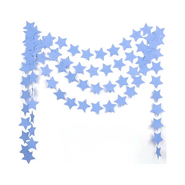 Q2P Blauwe Sterren Versiering Ster Slingers Blauw Gender Reveal Versiering Babyshower Geboorte Valentijn Versiering - 4 Meter thumbnail