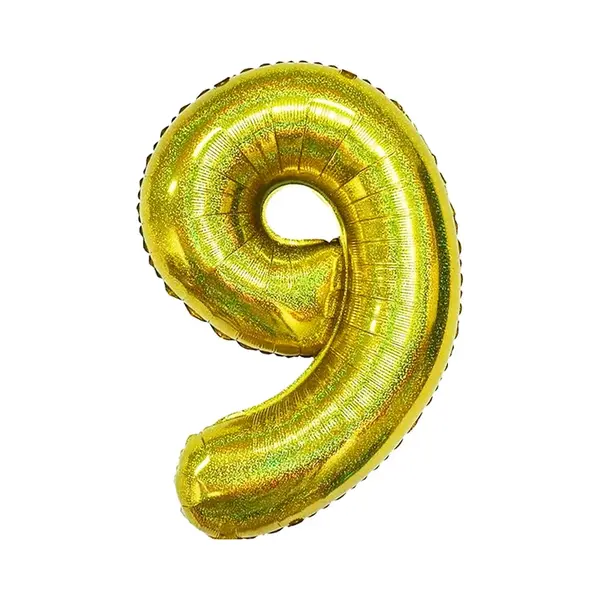 Q2P Ballon Cijfer 9 Jaar Goud Helium Ballonnen Verjaardag Versiering Gouden Feest Versiering Met Rietje Glitter - 86Cm thumbnail