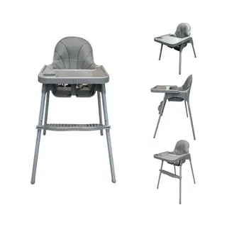 Liefjes & Co Kinderstoel - Eetstoel Baby – Inclusief Kussen – Verstelbare Baby Eetstoel – 2 In 1 & Peuterstoel – Grijs