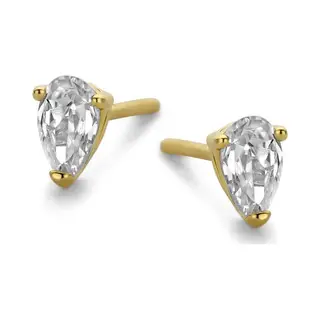 New Bling 9NB-0599 Zilveren Oorknopjes Dames - Zirkonia - Pear - 5 Mm - Goudkleurig
