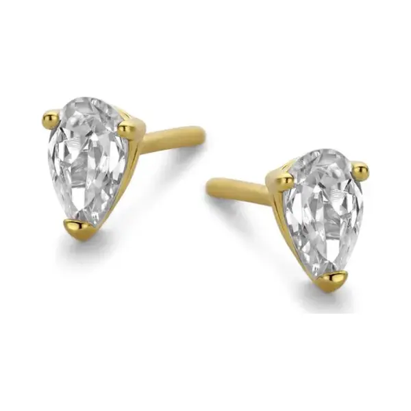 New Bling 9NB-0599 Zilveren Oorknopjes Dames - Zirkonia - Pear - 5 Mm - Goudkleurig thumbnail