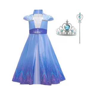Prinsessenjurk Meisje - Verkleedkleren - Het Betere Merk -maat 146/152(150) - Tiara - Kroon - Toverstaf - Carnavalskleding Meisje - Verkleedjurk -
