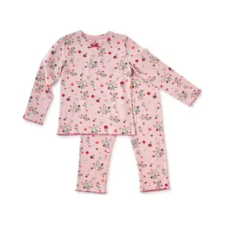 Little Label Pyjama Meisjes Maat 110-116/6Y - Lilaroze, Groen, Fuchsia - Bloemen - Pyjama Kind - Zachte Bio Katoen