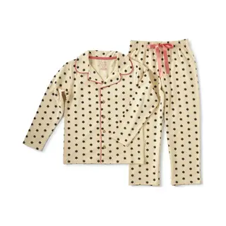 Little Label Pyjama Meisjes Maat 134-140/10Y - Offwhite, Zwart - Sterren - Pyjama Kind - Zachte Bio Katoen