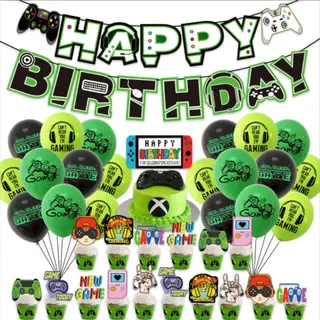 Game Versiering Ballonnen Set - Happy Birthday Slinger - Game Versiering Verjaardag - 65 Items - Verjaardag Versiering - Ballonnen - Fienosa