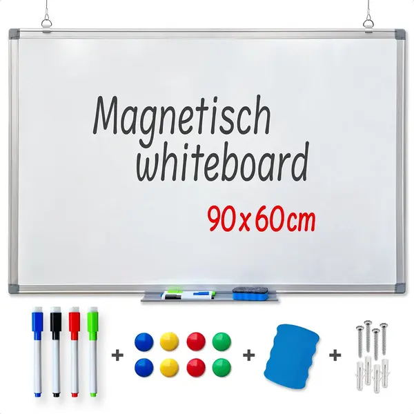 Goliving Whiteboard Mit Markern - 60 X 90 Cm - Magnettafel - Wochenplaner - Tafel - Emaille-Magnettafel thumbnail