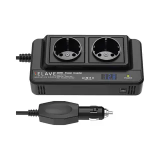 Auto Omvormer Relave 12V - Spanningsomvormer - Gemodificeerde Sinus - 2x 230V Stopcontact - 4x 5V Usb Oplaadpoorten - Splitter