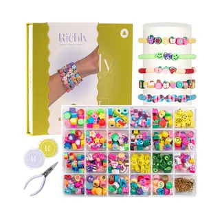 Richly® Kralen Set Happy - Incl. Instructieboekje - Sieraden Maken Meisjes - Luxe Kralenset & Verpakking - Armbandjes Maken Meisjes - Knutselen