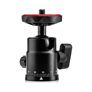 Mojogear P05 Draaibare Statiefkop Met Balhoofd - 360 Graden Draaibaar - Horizontaal En Verticaal Filmen - 1/4 Inch Schroef - Zwart/Rood