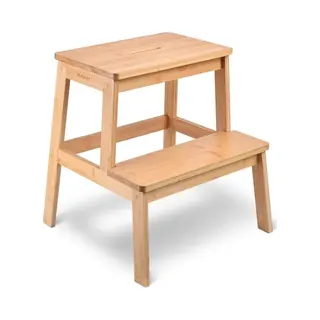 Buddley Bamboe Opstapkruk Voor Kinderen, Ideaal Als Keukenkruk En Trapkruk Voor Kinderen, 2 Praktische Treden, 100% Duurzame Materialen (natuur)