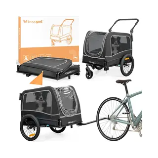TrevoPet - Hondenfietskar - Hondenkar - Hondenfietskar Opvouwbaar - Hondenfietskar Voor Kleine En Grote Honden (max. 30kg) - Honden Fietskar - 2-in-1