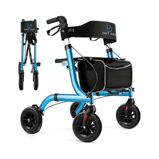Safe Age Rollator Faltbar Und Leicht Mit Sitz - Gehhilfe Für Senioren, Rollator Für Die Wohnung Indoor & Outdoor - Mit Rückenlehne Und