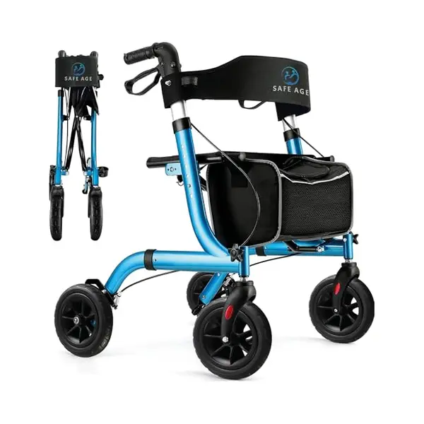 Safe Age Rollator Faltbar Und Leicht Mit Sitz - Gehhilfe Für Senioren, Rollator Für Die Wohnung Indoor & Outdoor - Mit Rückenlehne Und thumbnail